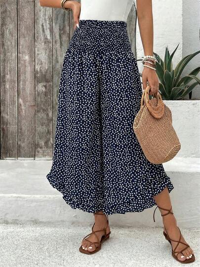 Pantalon Palazzo Fluide à Imprimé Élégant